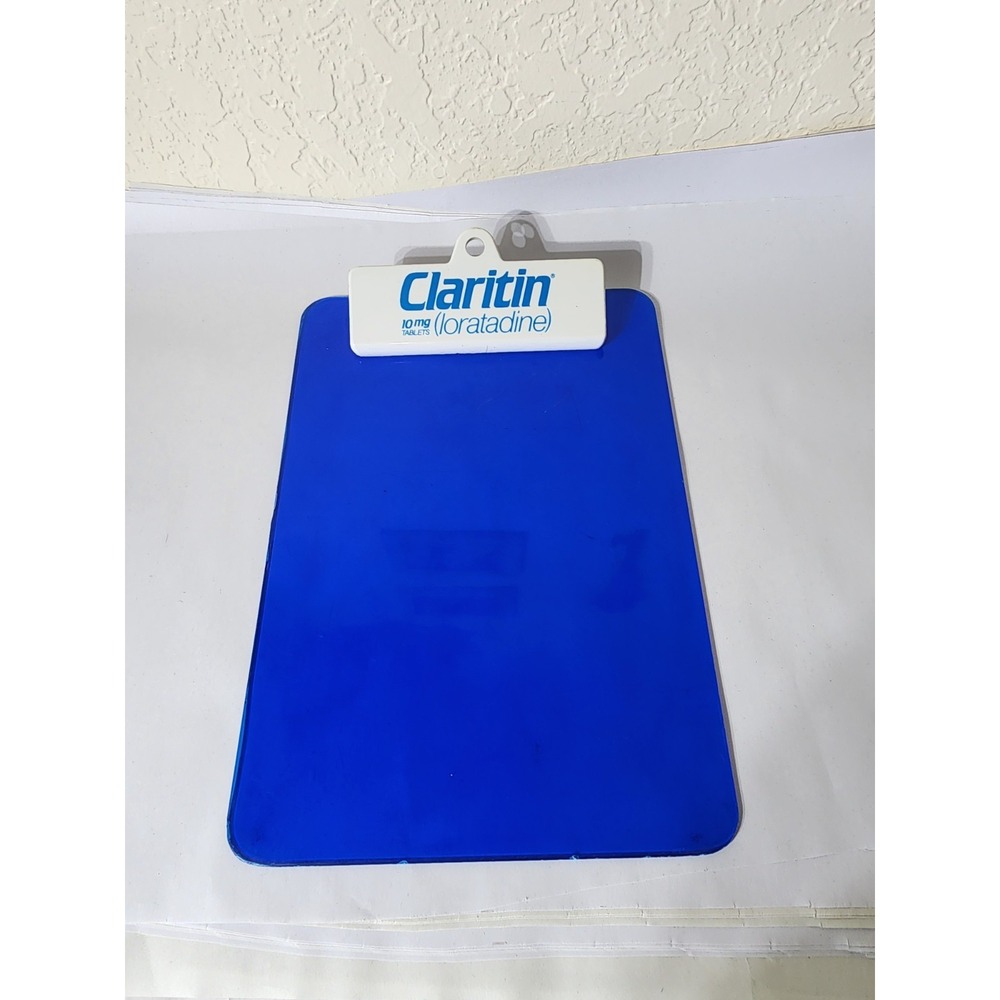 Vintage Claritin 10 MG Tablets (Loratadine) Blue Plastic Clipboard